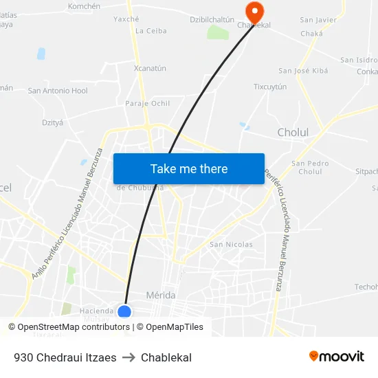 930 Chedraui Itzaes to Chablekal map