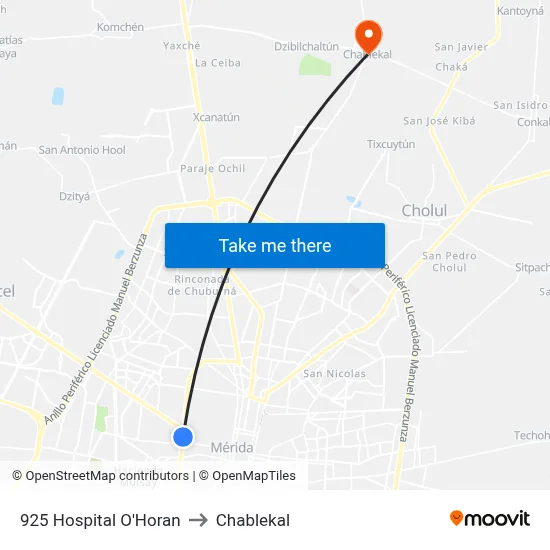 925 Hospital O'Horan to Chablekal map