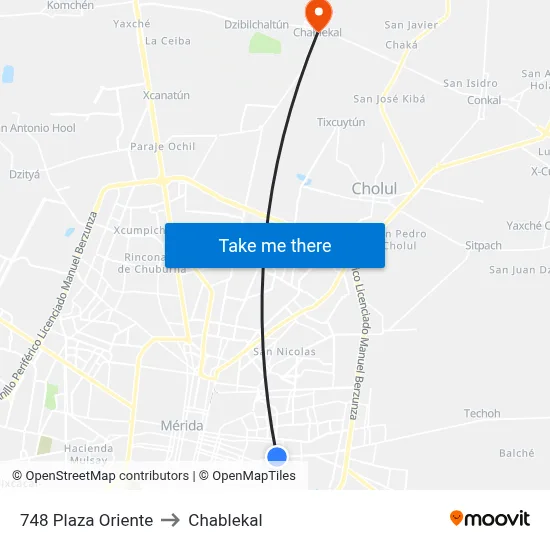 748 Plaza Oriente to Chablekal map