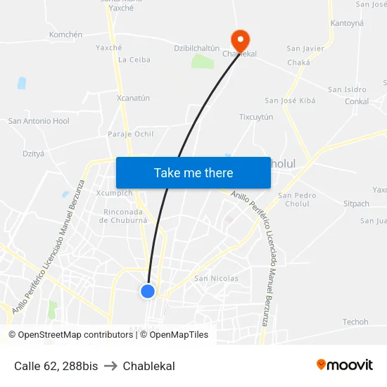 Calle 62, 288bis to Chablekal map