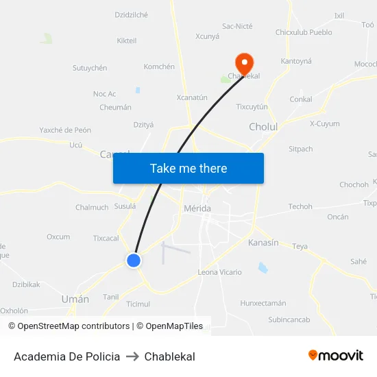 Academia De Policia to Chablekal map