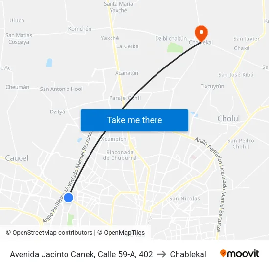 Avenida Jacinto Canek, Calle 59-A, 402 to Chablekal map