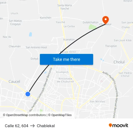 Calle 62, 604 to Chablekal map