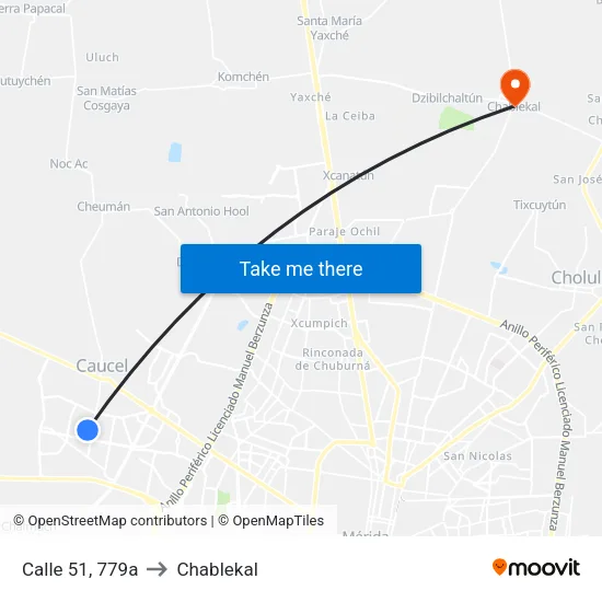 Calle 51, 779a to Chablekal map
