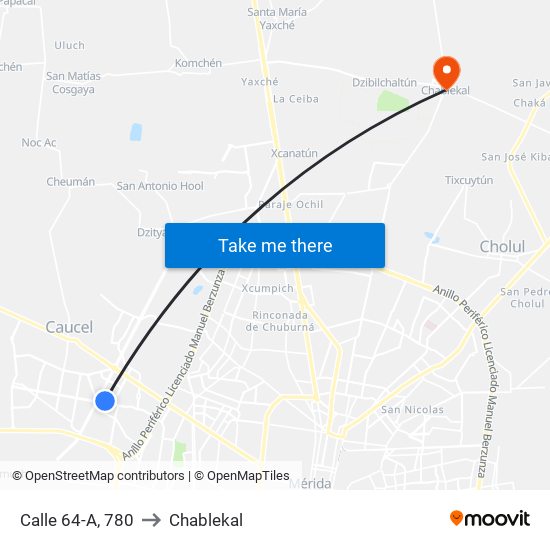 Calle 64-A, 780 to Chablekal map