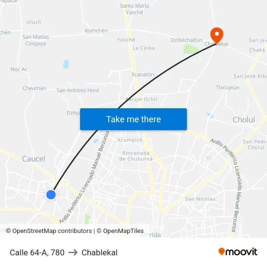 Calle 64-A, 780 to Chablekal map