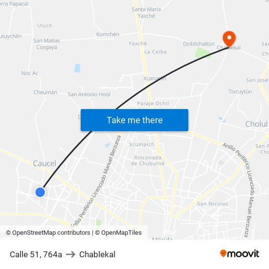 Calle 51, 764a to Chablekal map