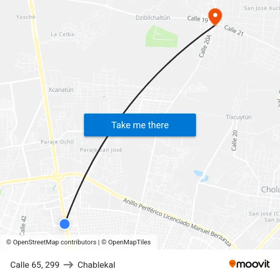 Calle 65, 299 to Chablekal map