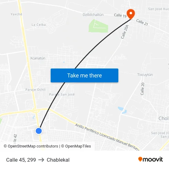 Calle 45, 299 to Chablekal map