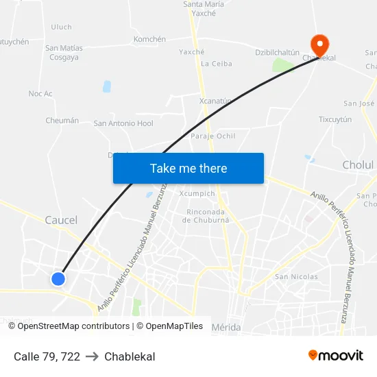 Calle 79, 722 to Chablekal map