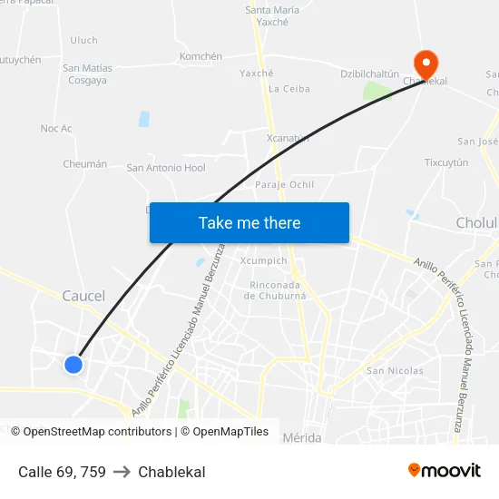 Calle 69, 759 to Chablekal map