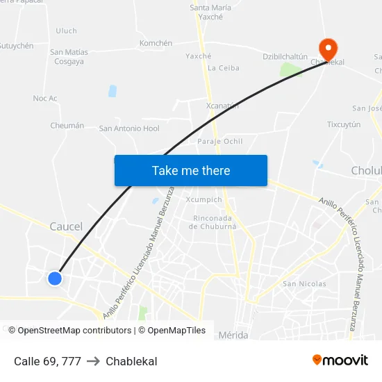 Calle 69, 777 to Chablekal map