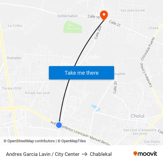 Andres Garcia Lavin / City Center to Chablekal map