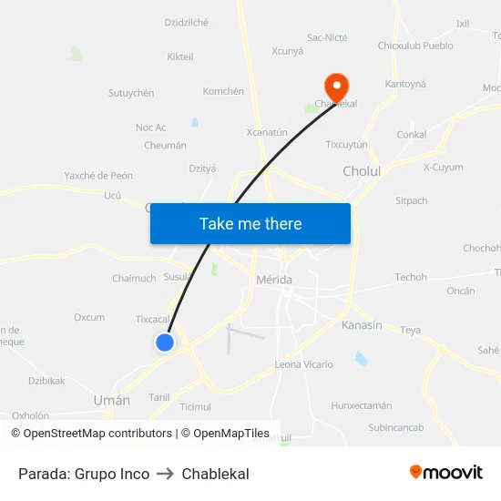 Parada: Grupo Inco to Chablekal map