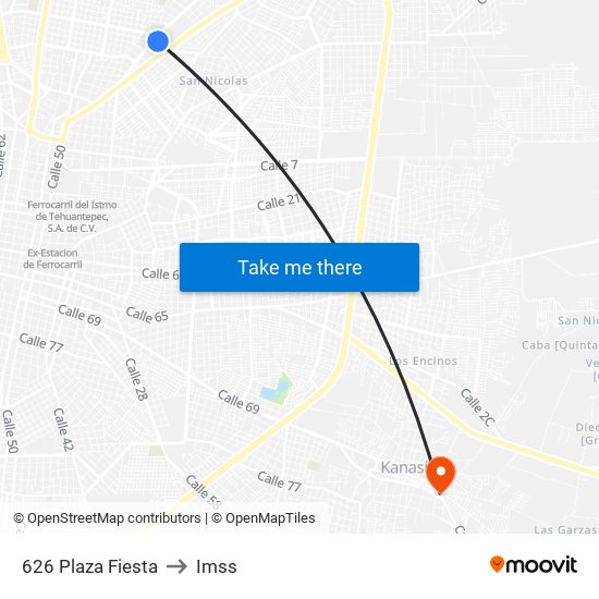 626 Plaza Fiesta to Imss map