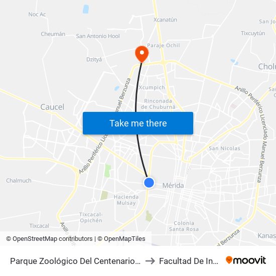 Parque Zoológico Del Centenario, Calle 59 Por Avenida Itzáes Y Calle 84, Centro to Facultad De Ingeniería Química (Uady) map