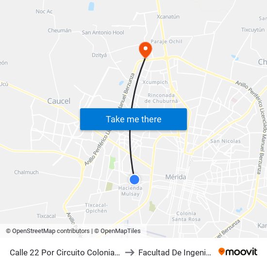 Calle 22 Por Circuito Colonias Y 29, Francisco I. Madero to Facultad De Ingeniería Química (Uady) map