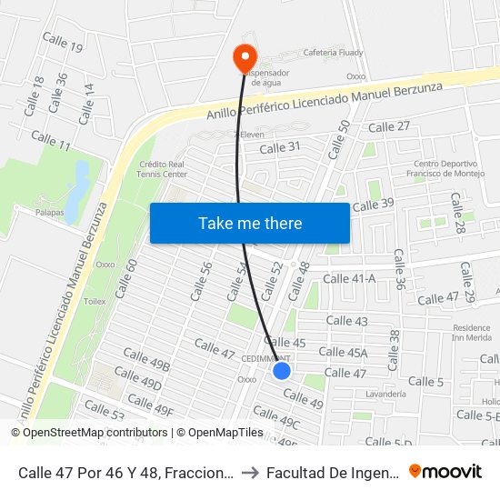Calle 47 Por 46 Y 48, Fraccionamiento Francisco De Montejo to Facultad De Ingeniería Química (Uady) map