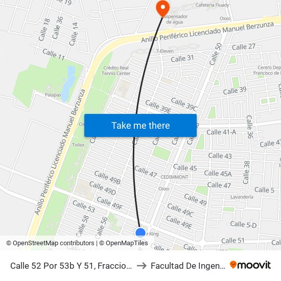 Calle 52 Por 53b Y 51, Fraccionamiento Francisco De Montejo to Facultad De Ingeniería Química (Uady) map