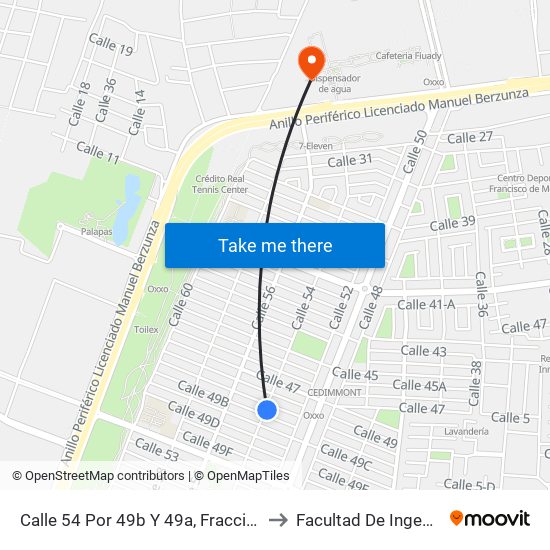 Calle 54 Por 49b Y 49a, Fraccionamiento Francisco De Montejo to Facultad De Ingeniería Química (Uady) map