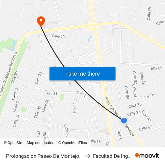 Prolongacion Paseo De Montejo Por 41 Y 39, Colonia Benito Juarez Norte to Facultad De Ingeniería Química (Uady) map