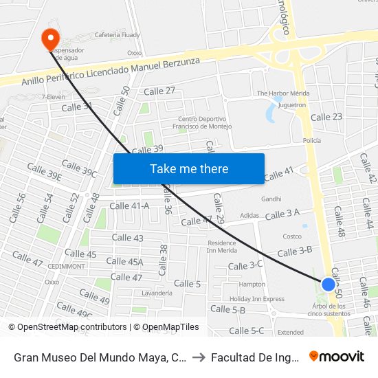 Gran Museo Del Mundo Maya, Calle 60 Por 3b Y 5b. Colonia Revolución to Facultad De Ingeniería Química (Uady) map