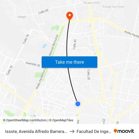 Issste, Avenida Alfredo Barrera Vazquez Por 36 Y 34, García Ginerés to Facultad De Ingeniería Química (Uady) map