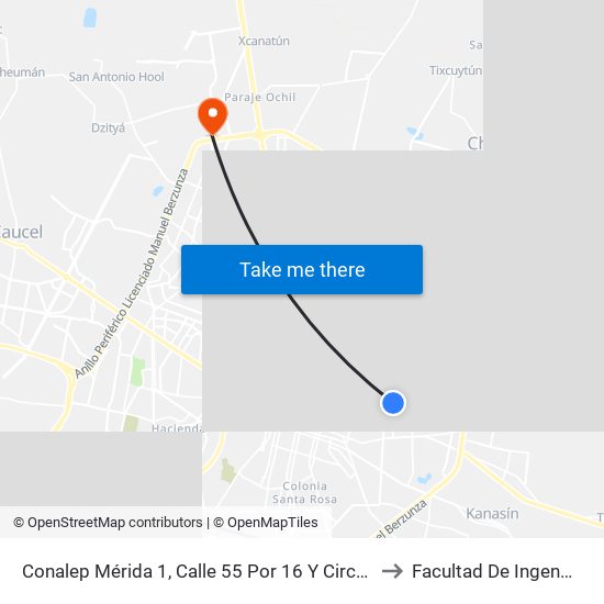 Conalep Mérida 1,  Calle 55 Por 16 Y Circuito Colonias, Fraccionamiento Del Parque to Facultad De Ingeniería Química (Uady) map