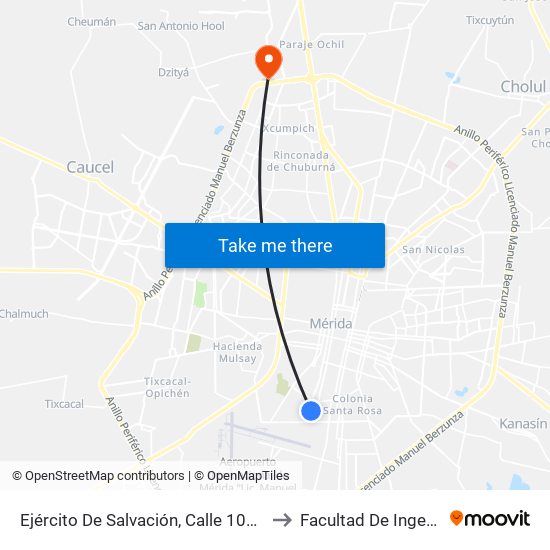 Ejército De Salvación, Calle 103 Por 64 Y 62, Delio Moreno Cantón to Facultad De Ingeniería Química (Uady) map