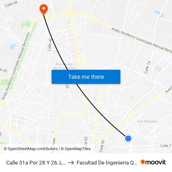 Calle 31a Por 28 Y 26, López Mateos to Facultad De Ingeniería Química (Uady) map