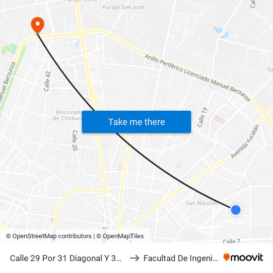 Calle 29 Por 31 Diagonal Y 31 Diagonal, Brisas Del Bosque to Facultad De Ingeniería Química (Uady) map