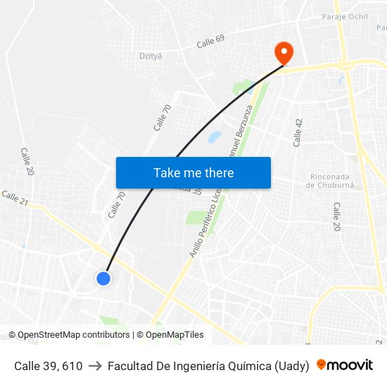 Calle 39, 610 to Facultad De Ingeniería Química (Uady) map