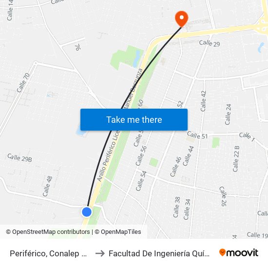 Periférico, Conalep Mérida III to Facultad De Ingeniería Química (Uady) map