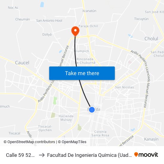 Calle 59 529a to Facultad De Ingeniería Química (Uady) map