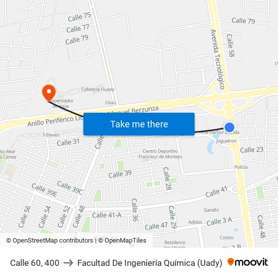 Calle 60, 400 to Facultad De Ingeniería Química (Uady) map