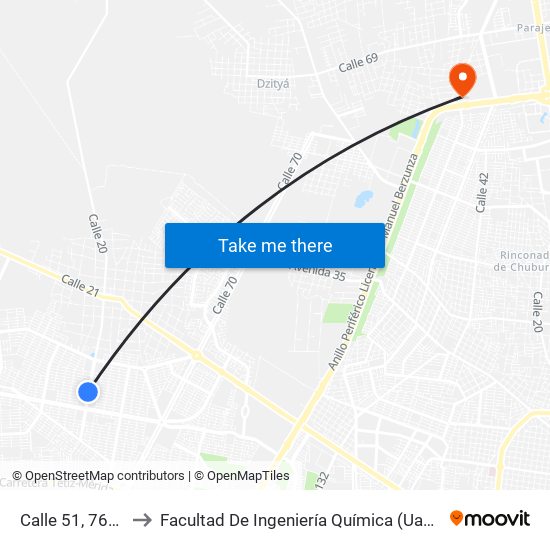 Calle 51, 764a to Facultad De Ingeniería Química (Uady) map