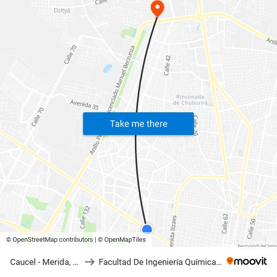 Caucel - Merida, 616b to Facultad De Ingeniería Química (Uady) map