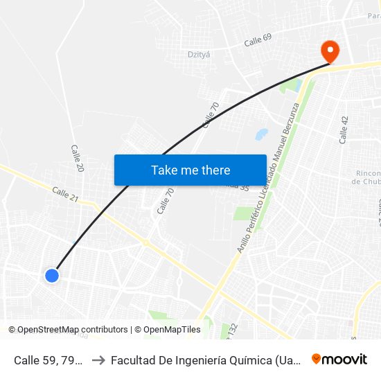 Calle 59, 797a to Facultad De Ingeniería Química (Uady) map