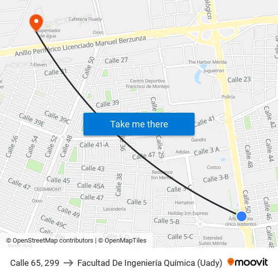 Calle 65, 299 to Facultad De Ingeniería Química (Uady) map