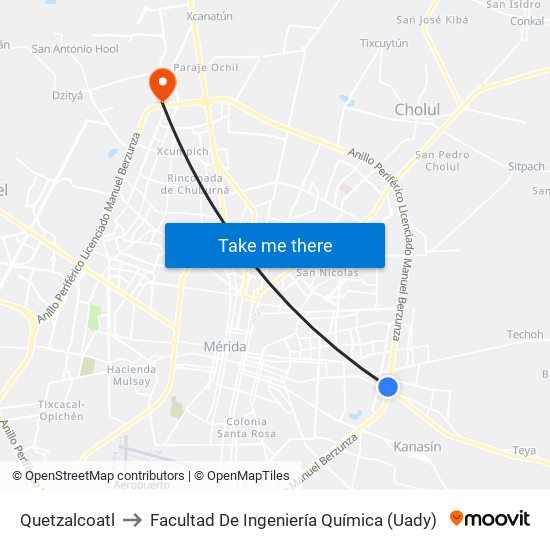 Quetzalcoatl to Facultad De Ingeniería Química (Uady) map