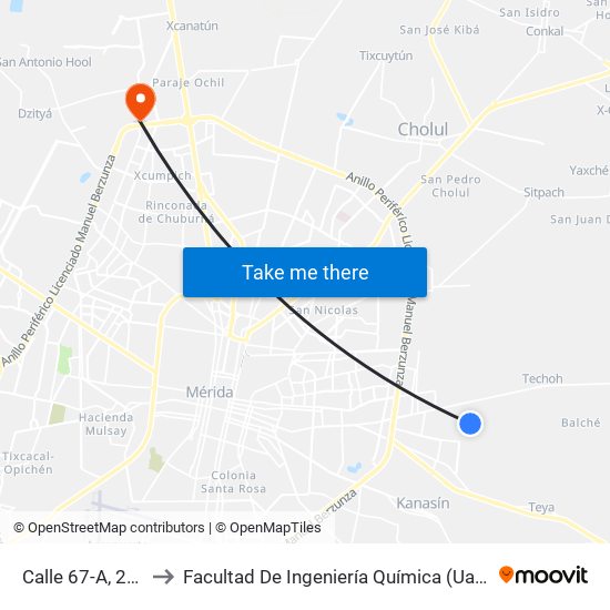 Calle 67-A, 239 to Facultad De Ingeniería Química (Uady) map