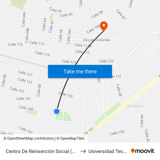 Centro De Reinserción Social (Penal), Calle 54 Por 149, San José Tecoh to Universidad Tecnológica Metropolitana map