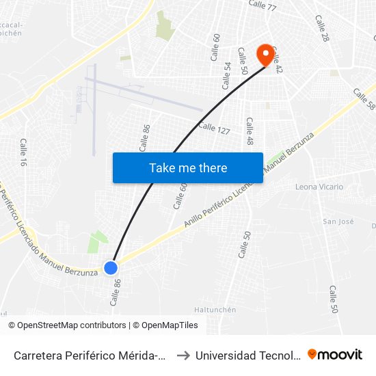 Carretera Periférico Mérida-Campeche Por 88, Dzununcán to Universidad Tecnológica Metropolitana map