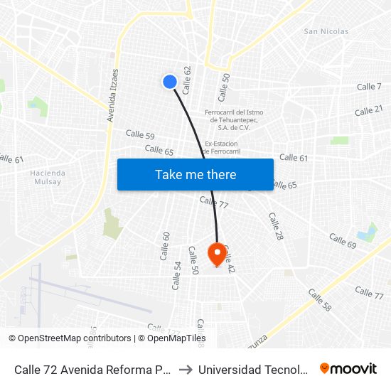 Calle 72 Avenida Reforma Por 37 Y 39, García Ginerés to Universidad Tecnológica Metropolitana map
