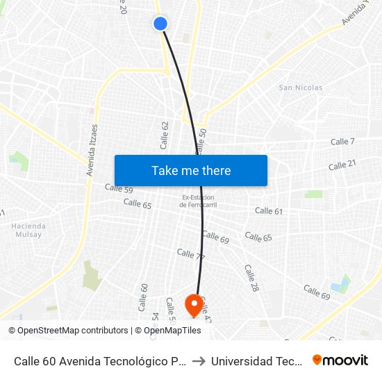 Calle 60 Avenida Tecnológico Por 11a Y 11, Fraccionamiento Del Norte to Universidad Tecnológica Metropolitana map