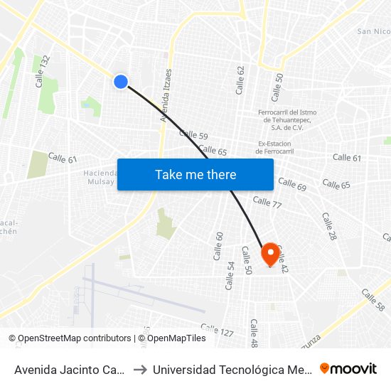 Avenida Jacinto Canek, 739 to Universidad Tecnológica Metropolitana map