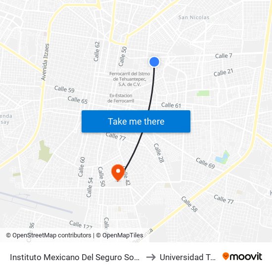 Instituto Mexicano Del Seguro Social T1, Calle 30 Por 41 Y 39b, Fraccionamiento El Fénix to Universidad Tecnológica Metropolitana map