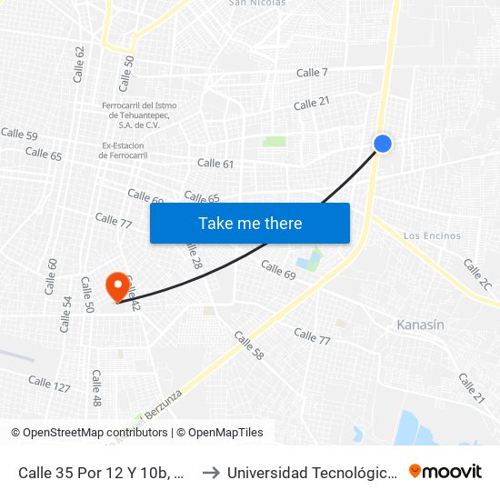 Calle 35 Por 12 Y 10b, Melchor Ocampo to Universidad Tecnológica Metropolitana map