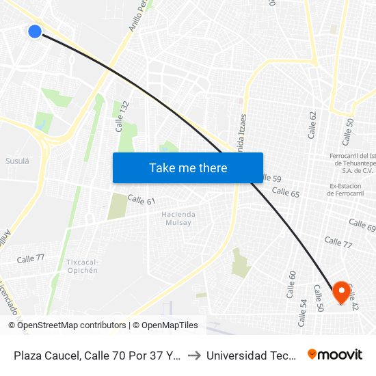 Plaza Caucel, Calle 70 Por 37 Y Avenida Jacinto Canek, Ciudad Caucel to Universidad Tecnológica Metropolitana map