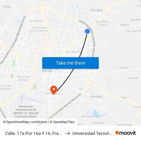 Calle- 17a Por 16a Y 16, Fraccionamiento Paraíso Maya. to Universidad Tecnológica Metropolitana map